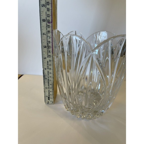 Signed BLOCK 24% Lead Crystal VASE Mouth Blown Hand-cut Glass Poland Art Glass - Picture 3 of 4